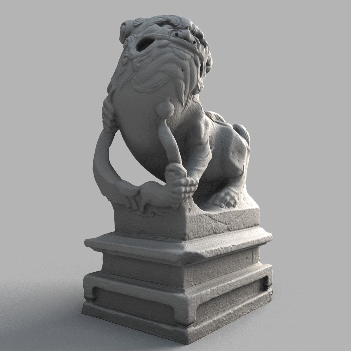 Lion-Statue-012F chinese statue Low-poly 3D model_6