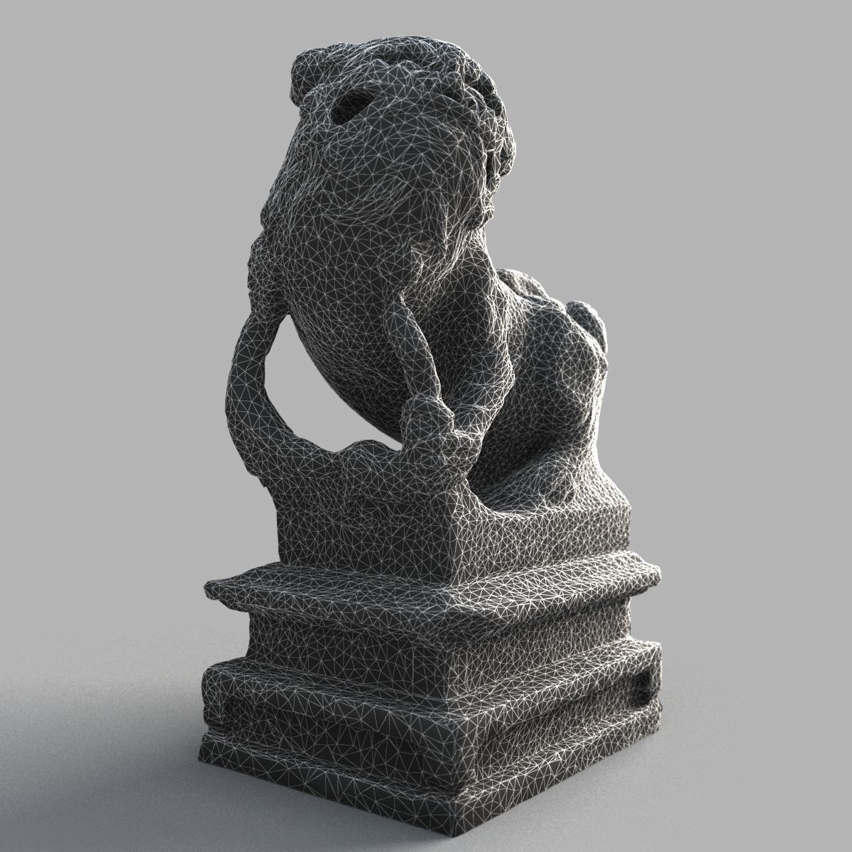 Lion-Statue-012F chinese statue Low-poly 3D model_12