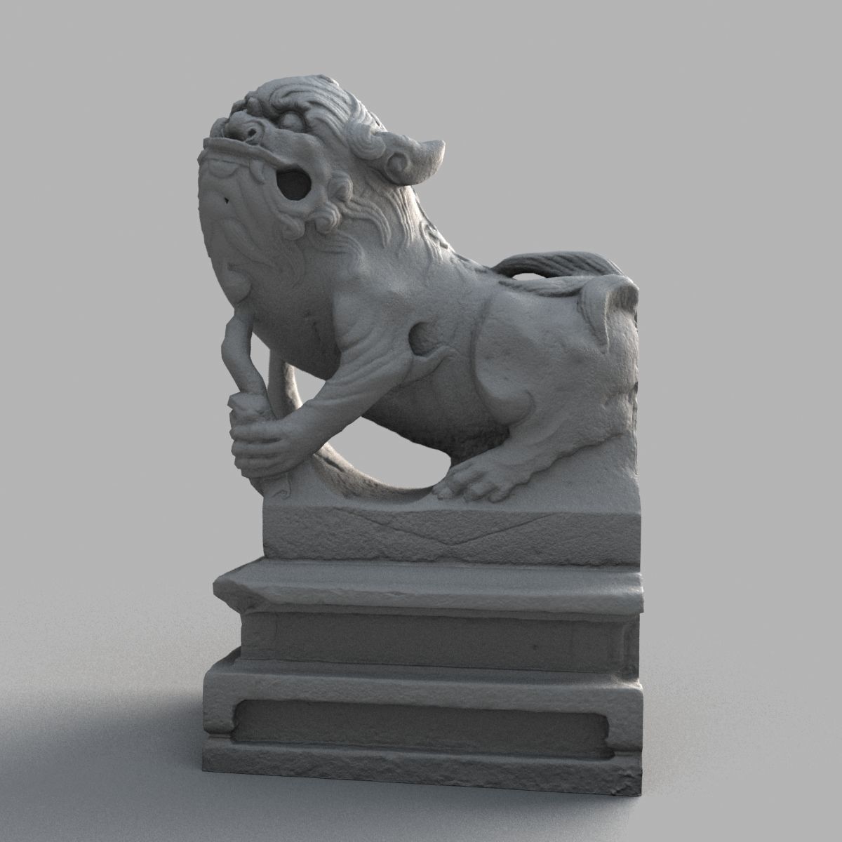 Lion-Statue-012F chinese statue Low-poly 3D model_11
