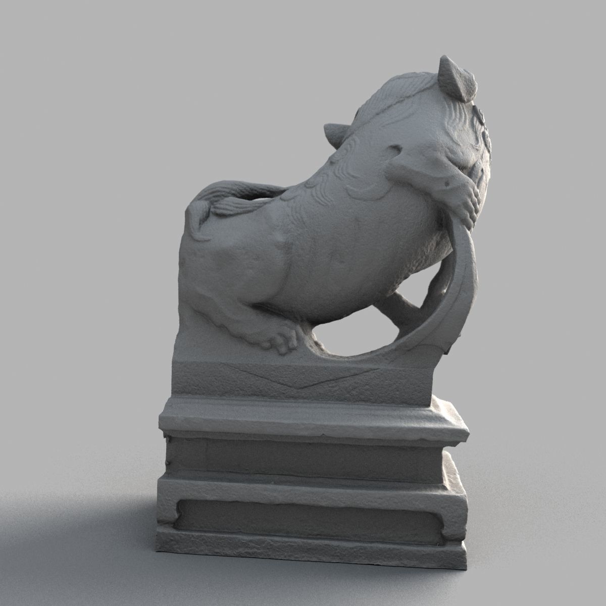 Lion-Statue-012F chinese statue Low-poly 3D model_8