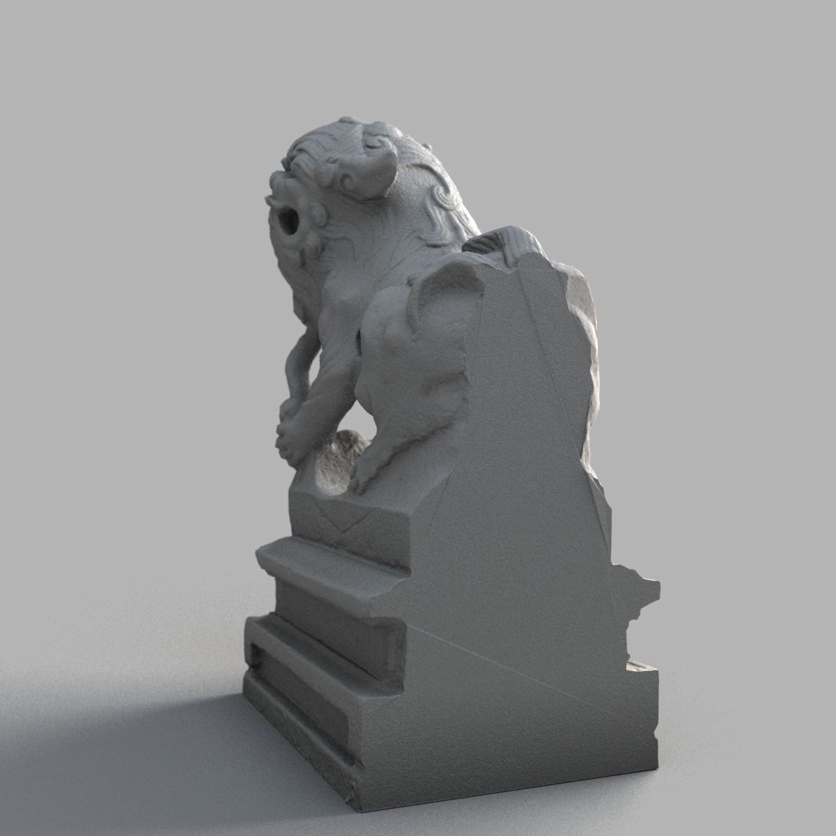 Lion-Statue-012F chinese statue Low-poly 3D model_10