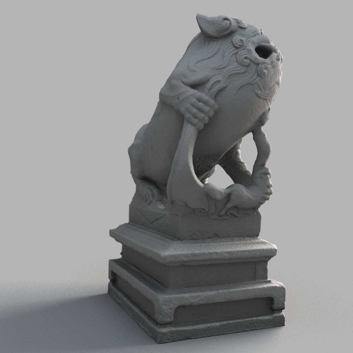 Lion-Statue-012F chinese statue Low-poly 3D model_7