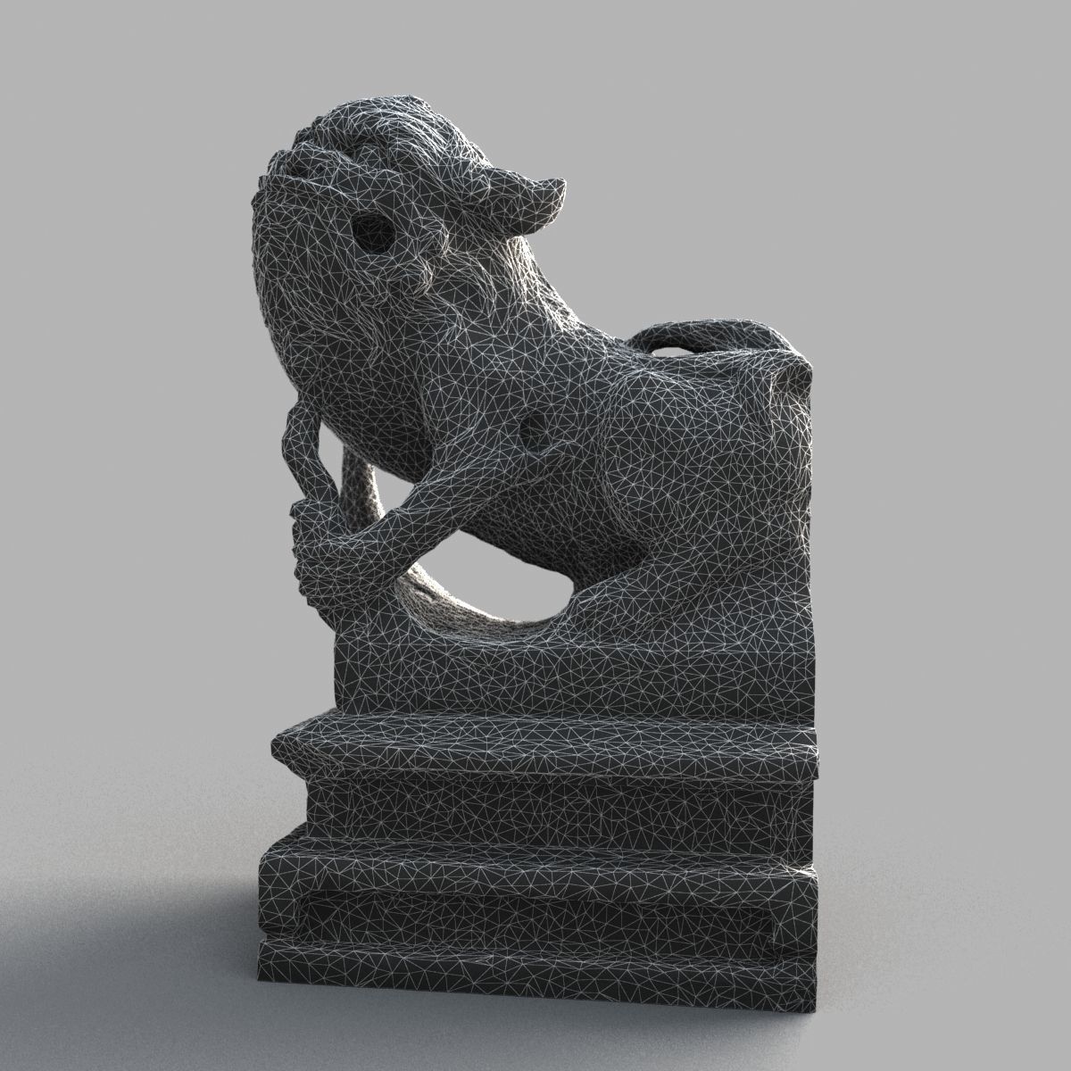 Lion-Statue-012F chinese statue Low-poly 3D model_17