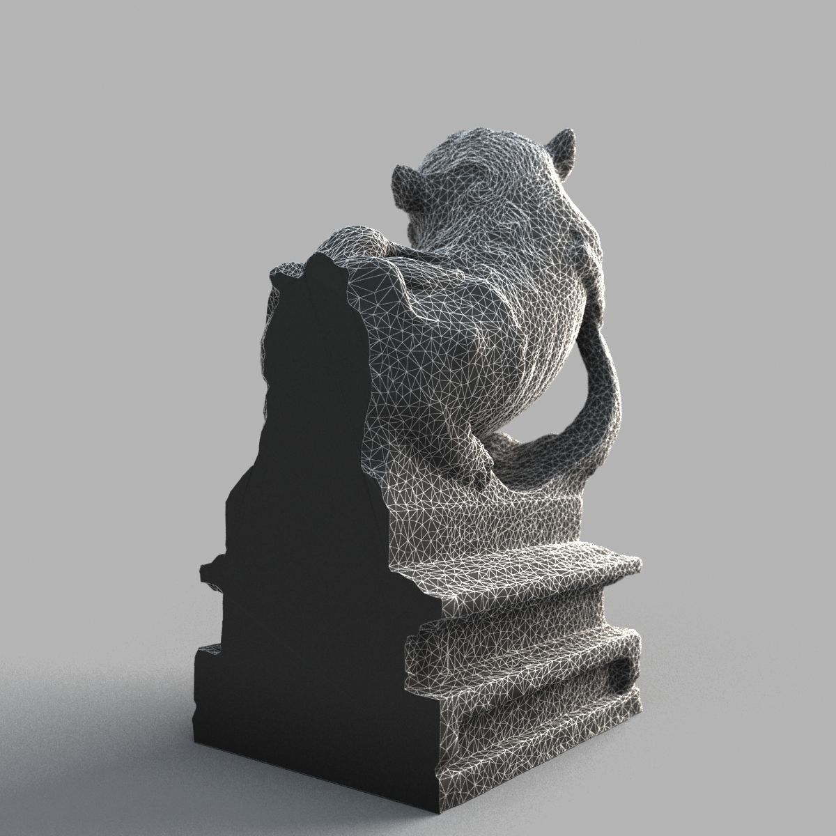 Lion-Statue-012F chinese statue Low-poly 3D model_15