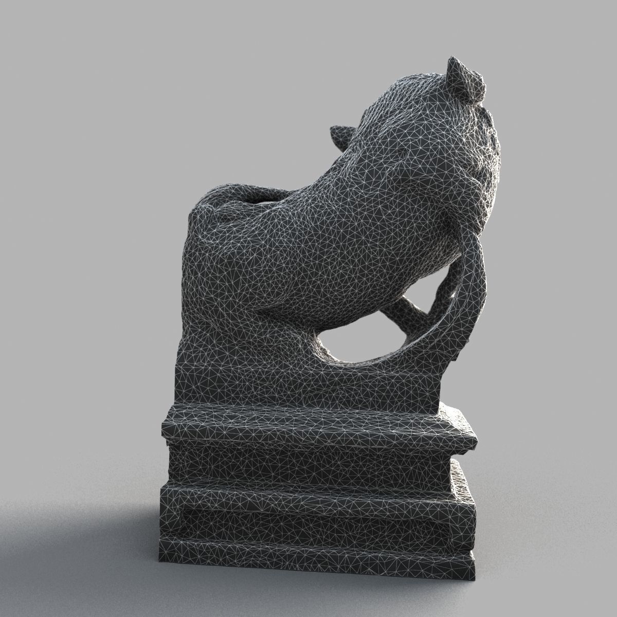 Lion-Statue-012F chinese statue Low-poly 3D model_14