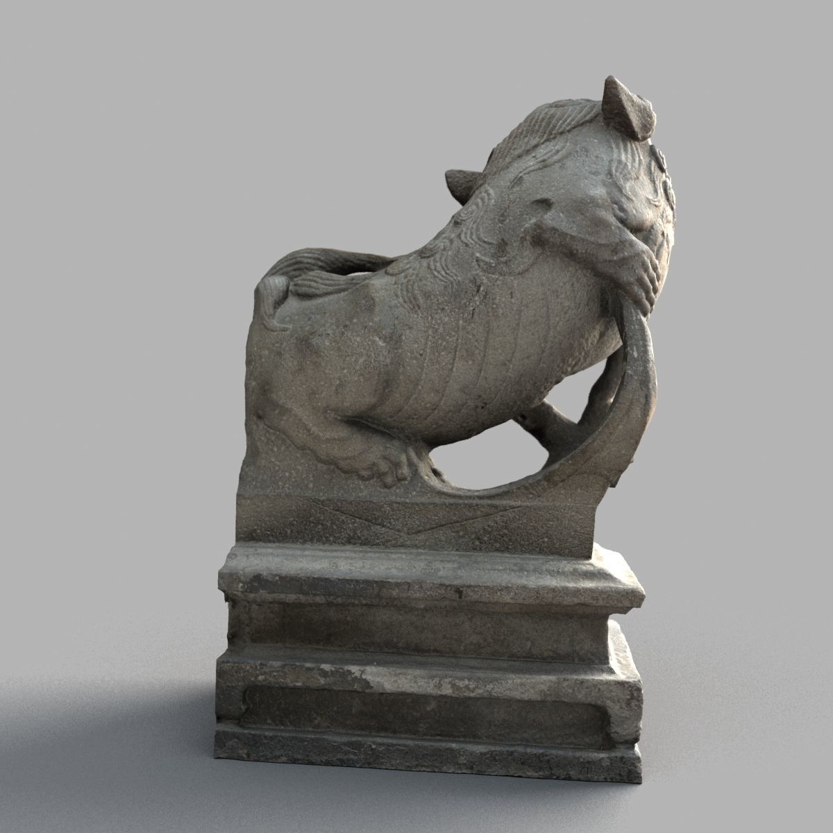 Lion-Statue-012F chinese statue Low-poly 3D model_2