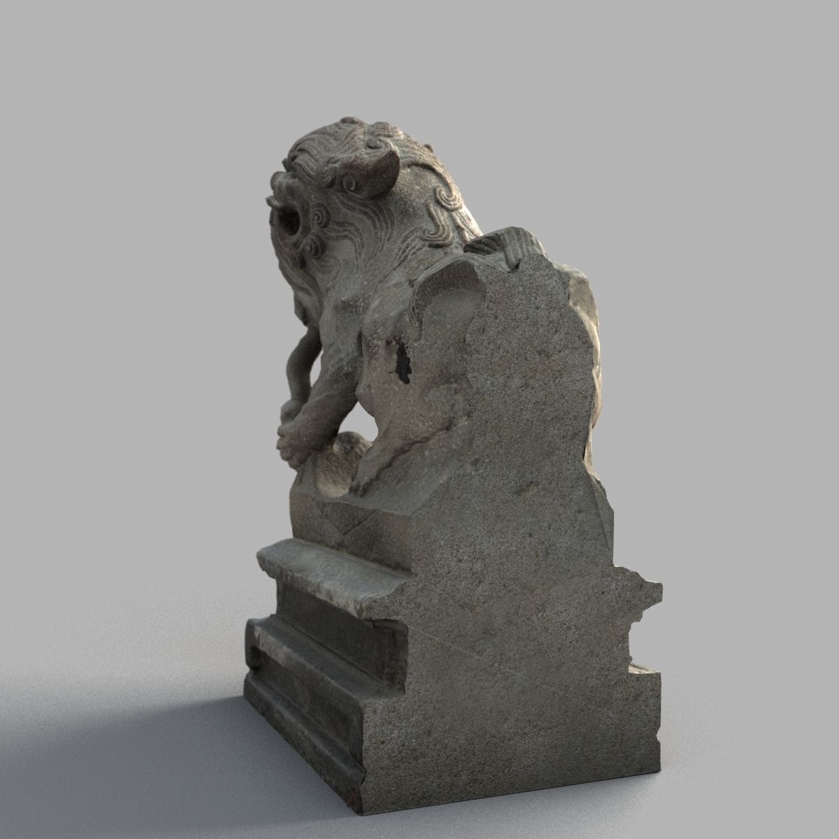 Lion-Statue-012F chinese statue Low-poly 3D model_4