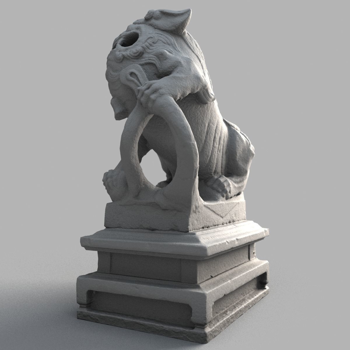 Lion-Statue-012M chinese lion statue Low-poly 3D model_11