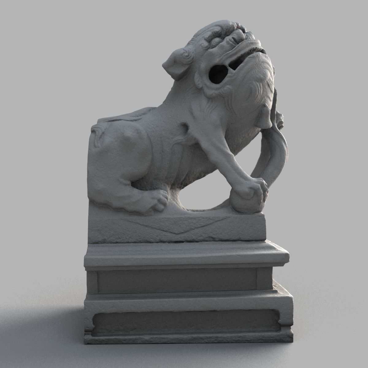Lion-Statue-012M chinese lion statue Low-poly 3D model_7