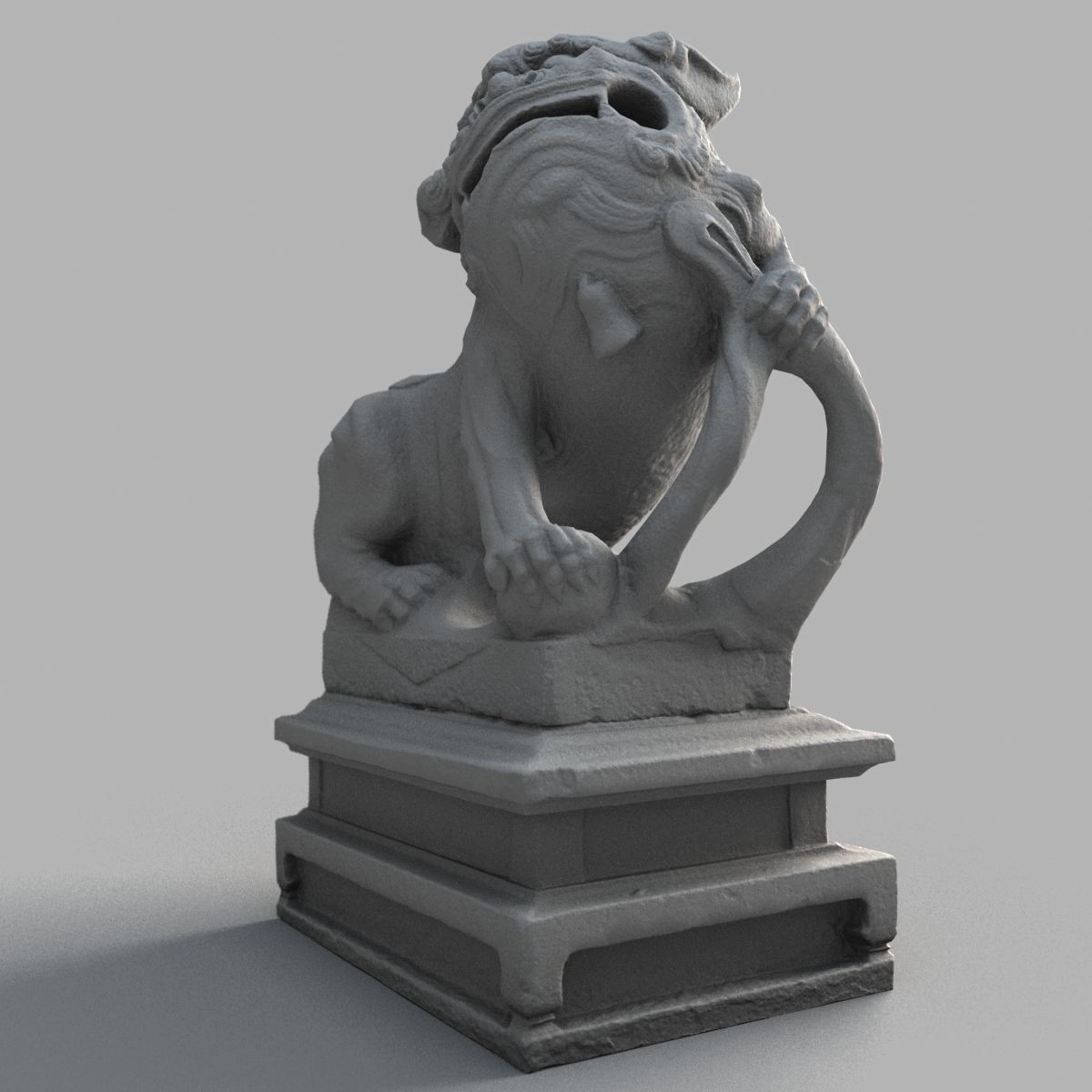 Lion-Statue-012M chinese lion statue Low-poly 3D model_6
