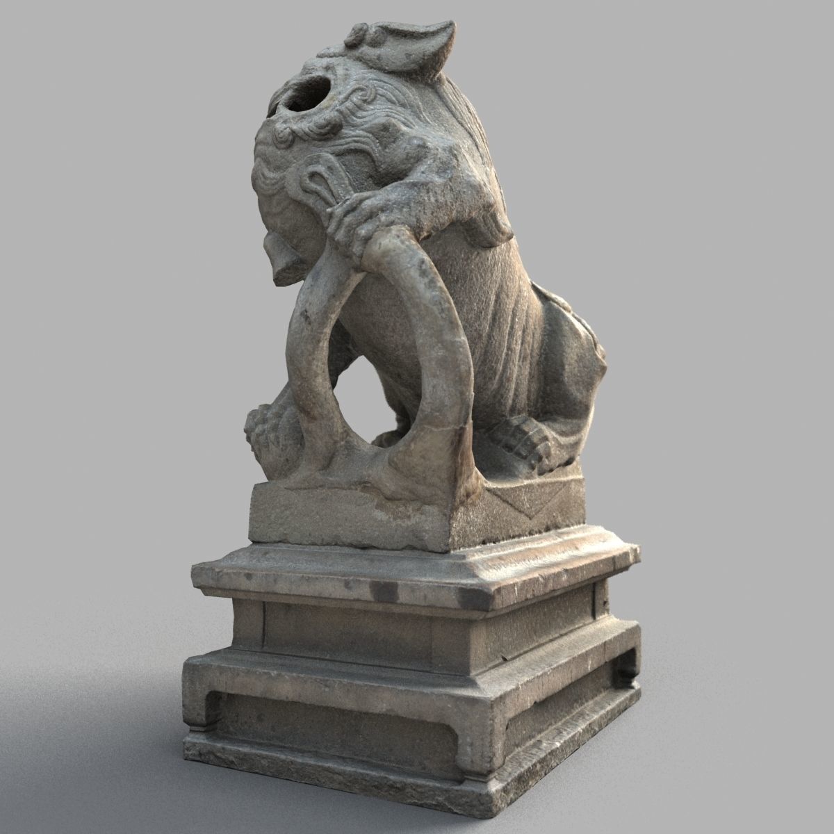 Lion-Statue-012M chinese lion statue Low-poly 3D model_5