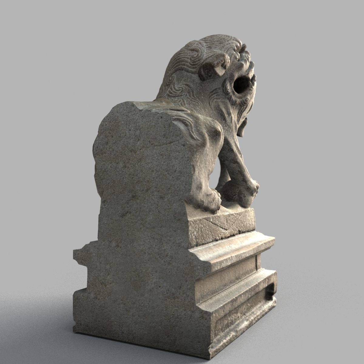 Lion-Statue-012M chinese lion statue Low-poly 3D model_2