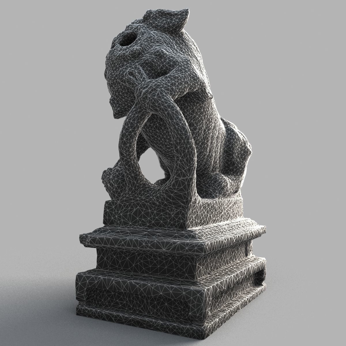 Lion-Statue-012M chinese lion statue Low-poly 3D model_17