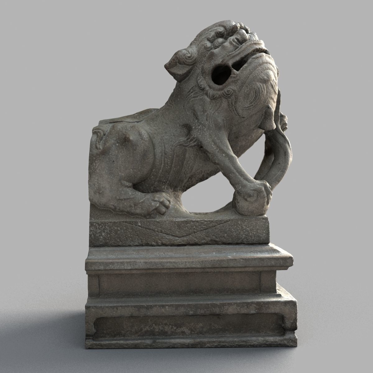 Lion-Statue-012M chinese lion statue Low-poly 3D model_1