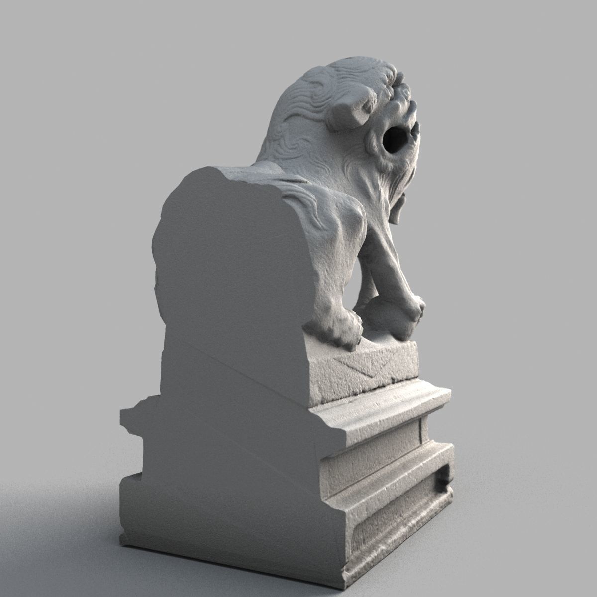 Lion-Statue-012M chinese lion statue Low-poly 3D model_8