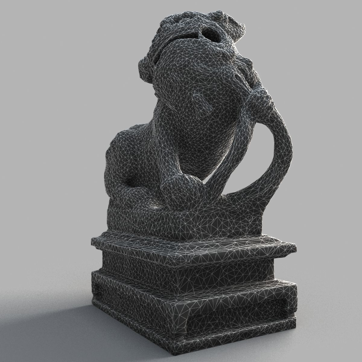 Lion-Statue-012M chinese lion statue Low-poly 3D model_12