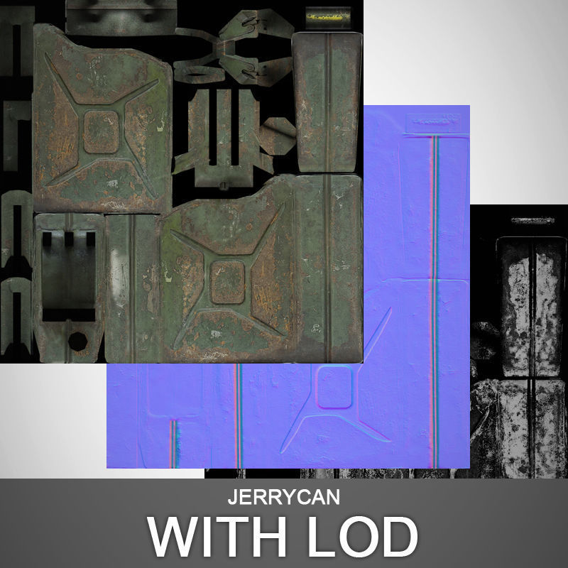 Jerrycan with LOD Low-poly 3D model_9