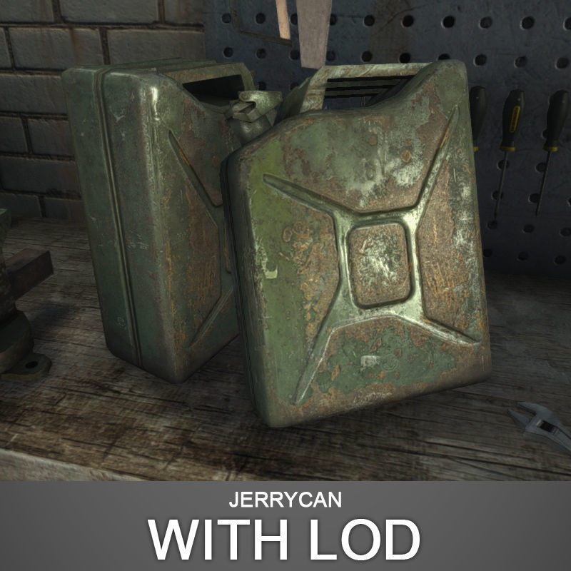 Jerrycan with LOD Low-poly 3D model_5