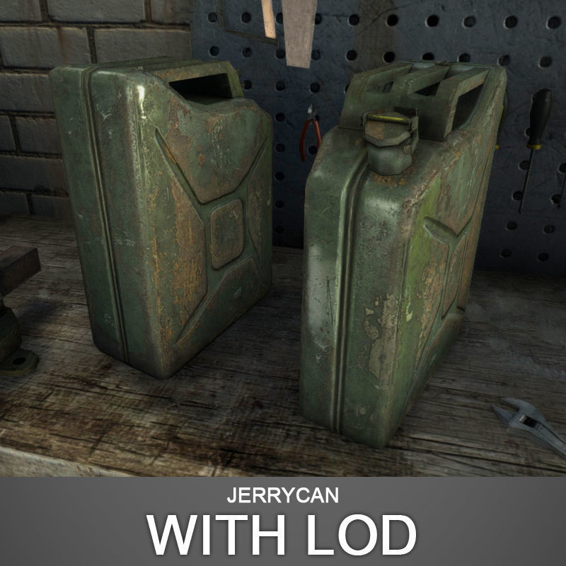 Jerrycan with LOD Low-poly 3D model_7