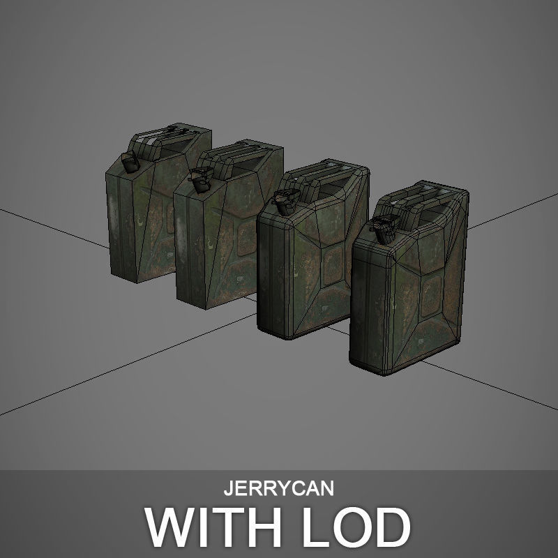 Jerrycan with LOD Low-poly 3D model_8