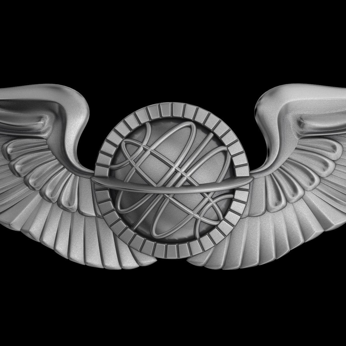 US Army Air Force Navigator Wings Badge 3D model_2