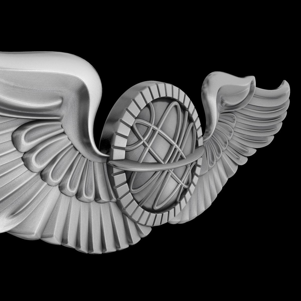 US Army Air Force Navigator Wings Badge 3D model_4
