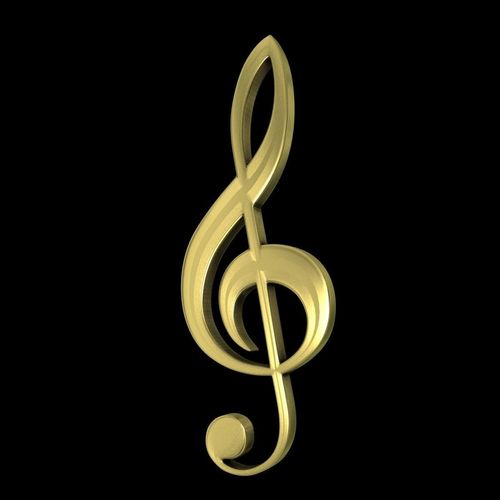 Golden Musical Clef 3D model