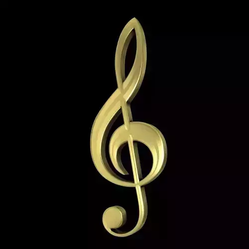 Golden Musical Clef 3D model