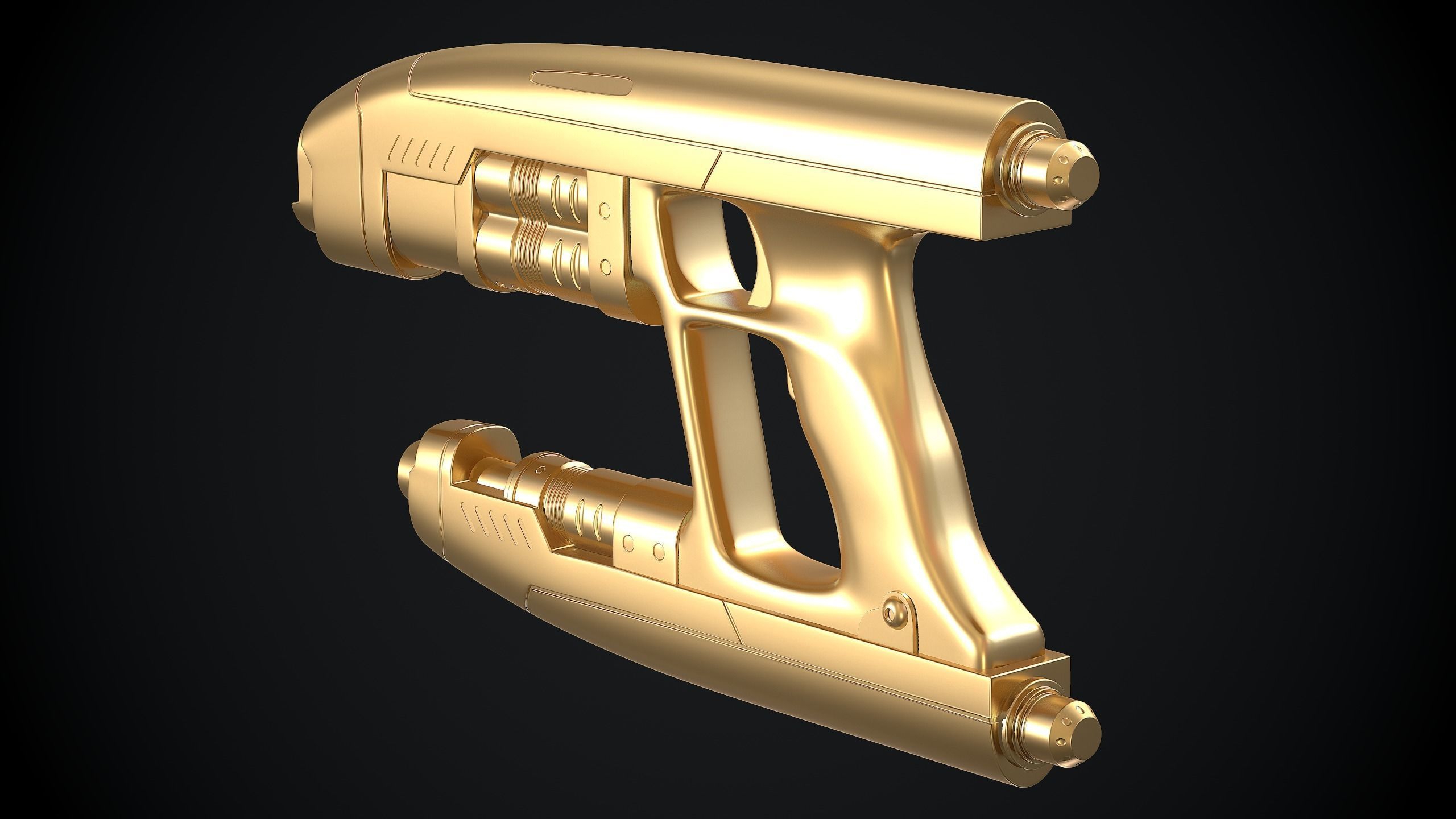 Star-Lord Gun Game-Ready Low-Poly PBR and High-Poly Low-poly 3D model_8