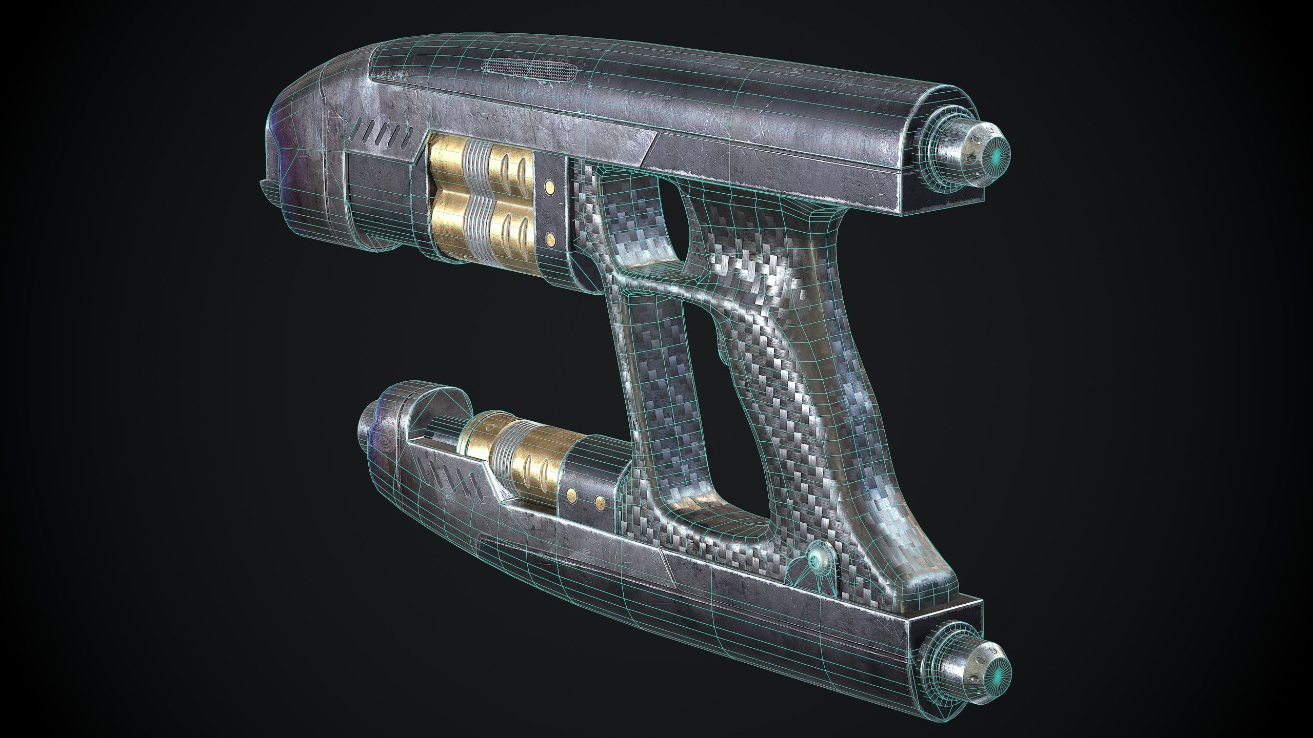 Star-Lord Gun Game-Ready Low-Poly PBR and High-Poly Low-poly 3D model_5