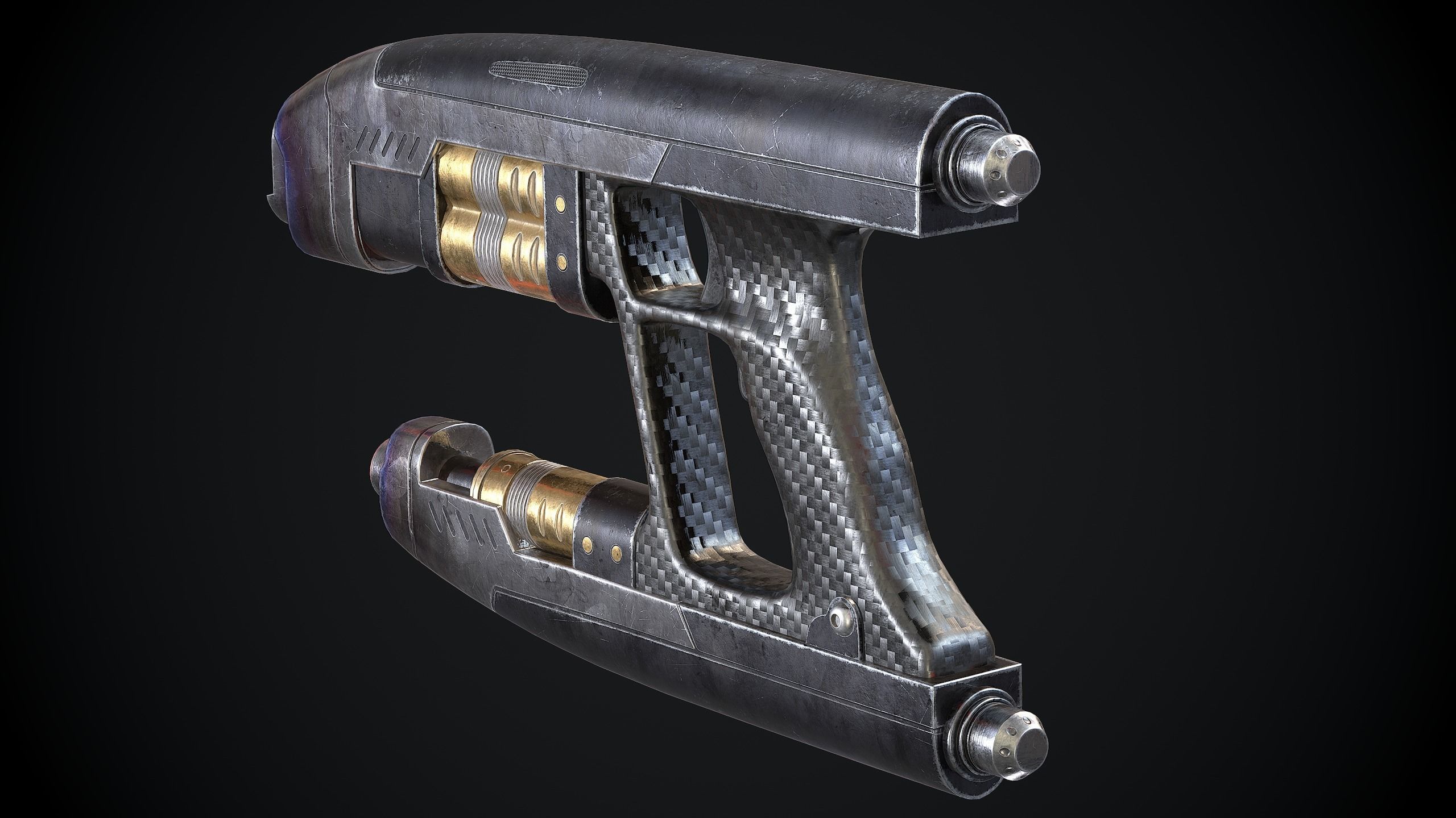 Star-Lord Gun Game-Ready Low-Poly PBR and High-Poly Low-poly 3D model_2