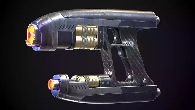 Star-Lord Gun Game-Ready Low-Poly PBR and High-Poly Low-poly 3D model