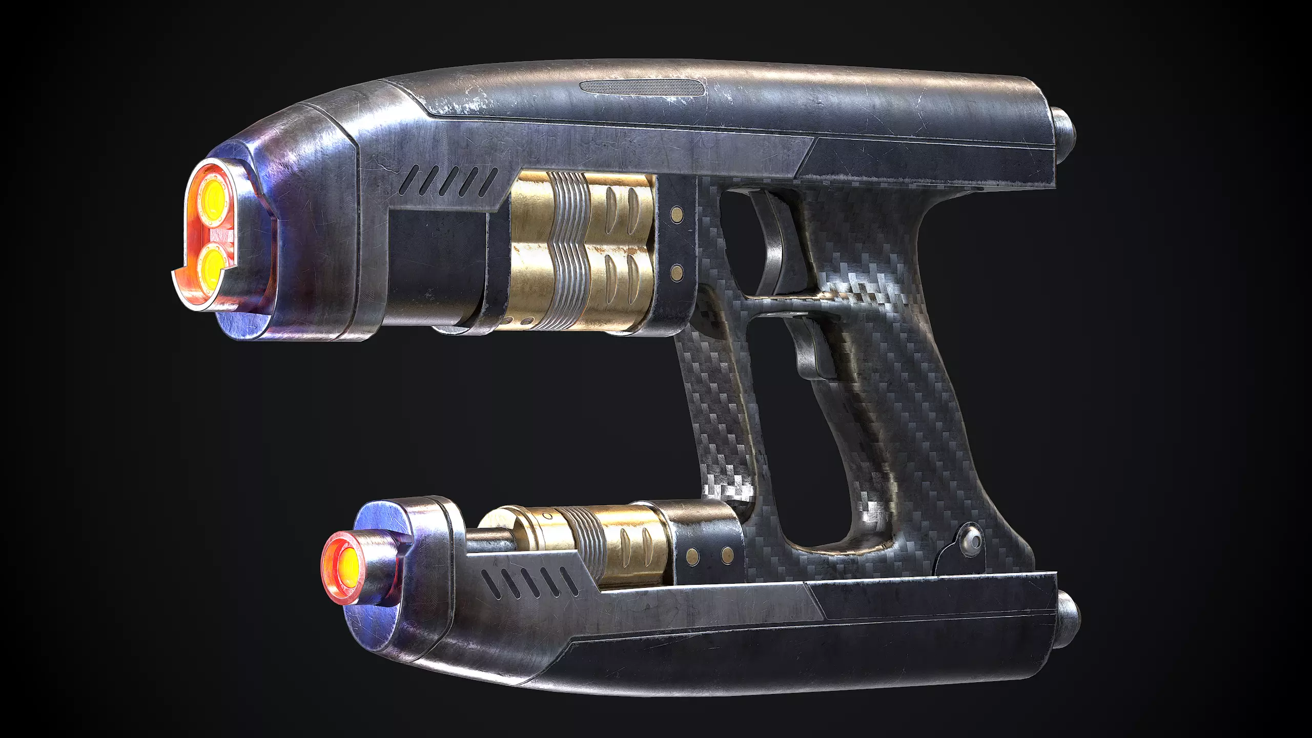 Star-Lord Gun Game-Ready Low-Poly PBR and High-Poly Low-poly 3D model_0