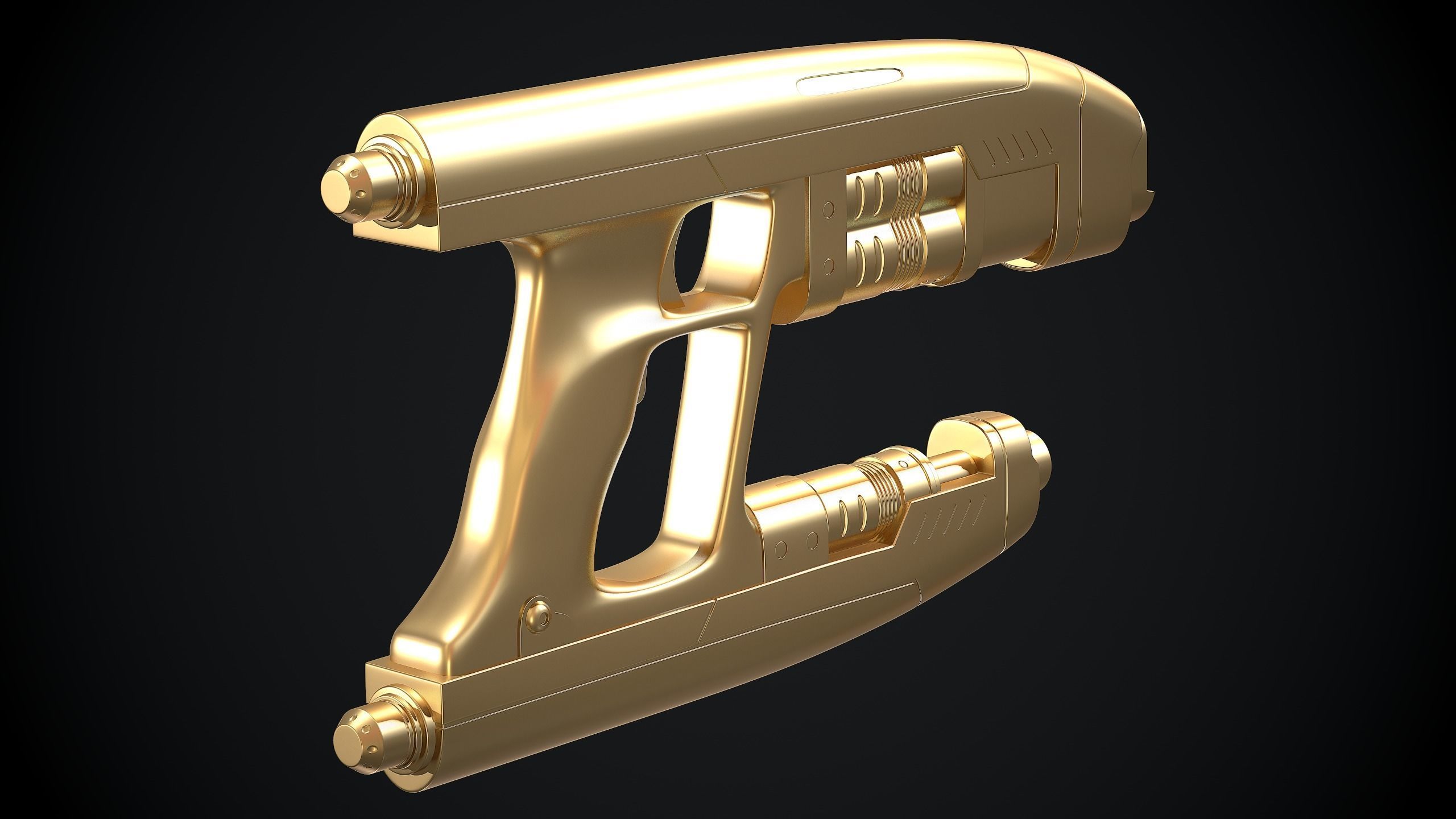 Star-Lord Gun Game-Ready Low-Poly PBR and High-Poly Low-poly 3D model_9