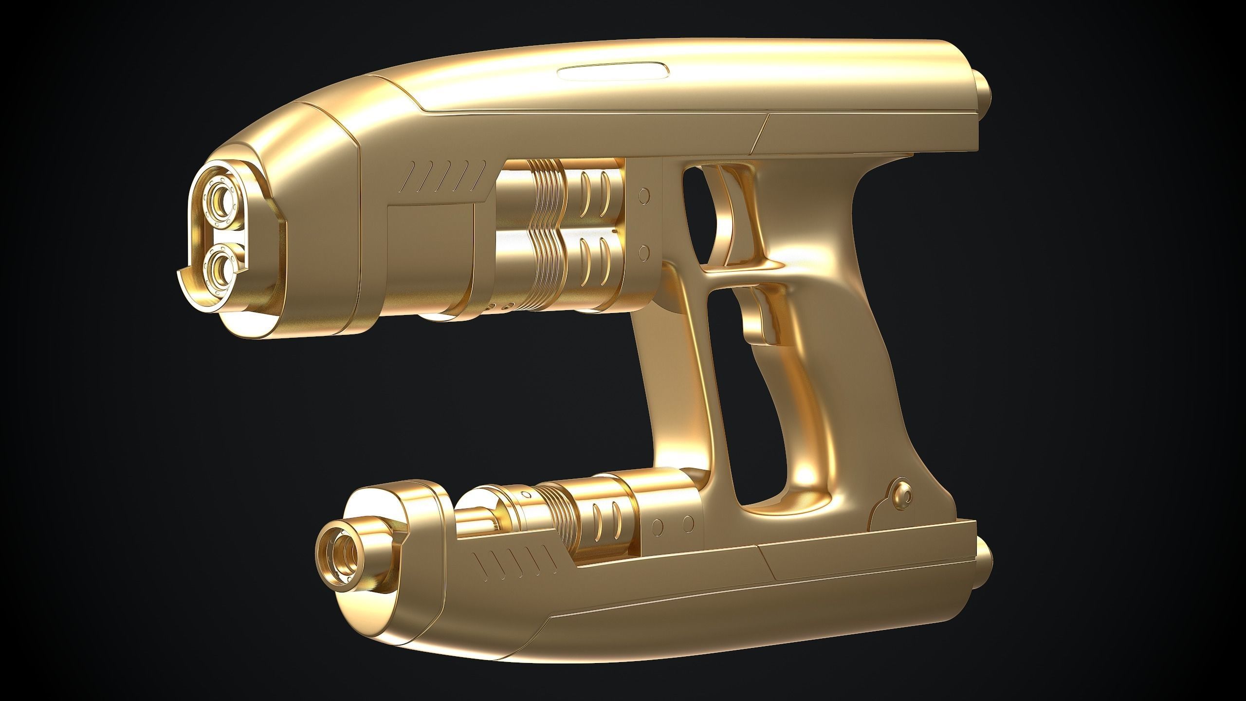 Star-Lord Gun Game-Ready Low-Poly PBR and High-Poly Low-poly 3D model_7