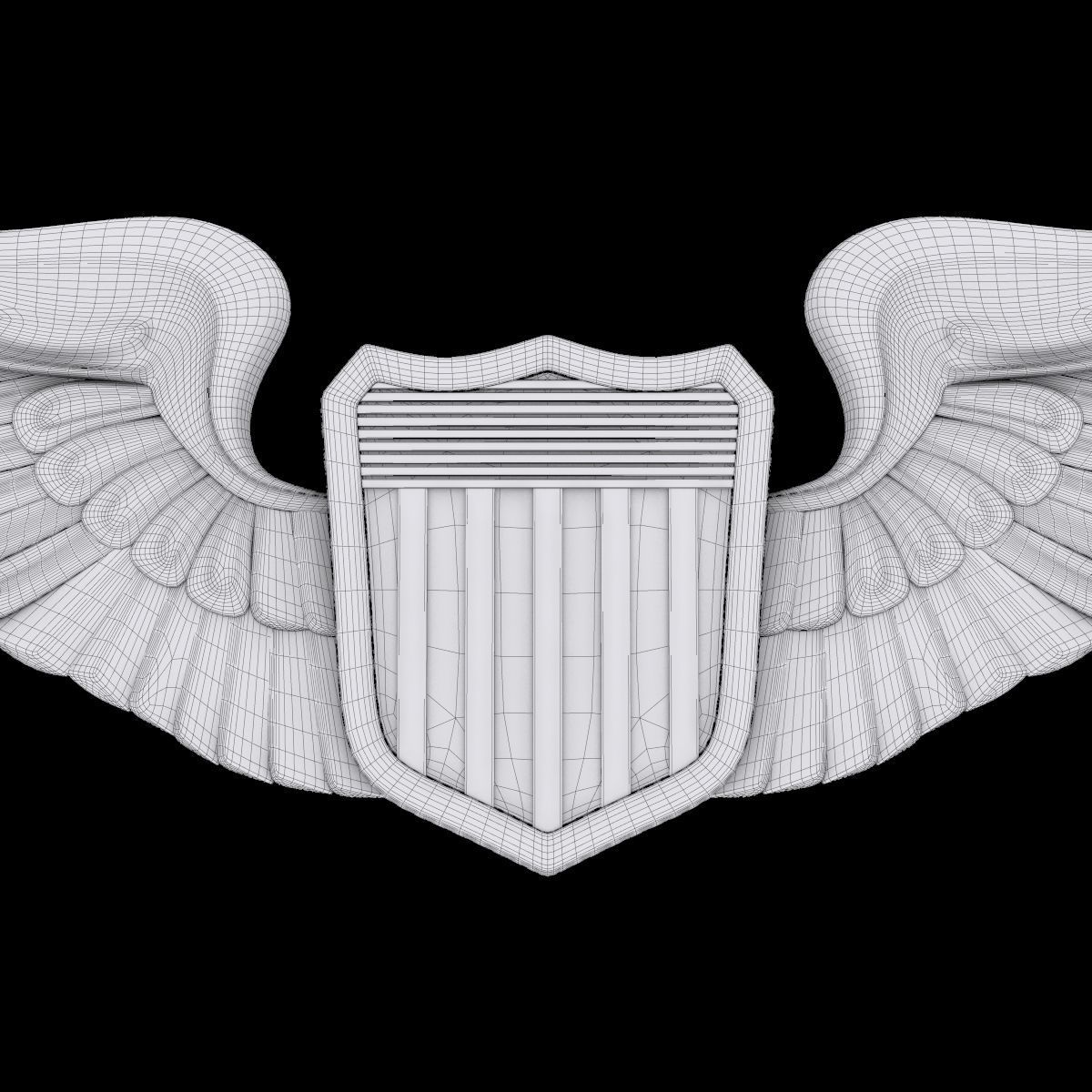 US Army Air Force Pilot Wings Badge 3D model_3