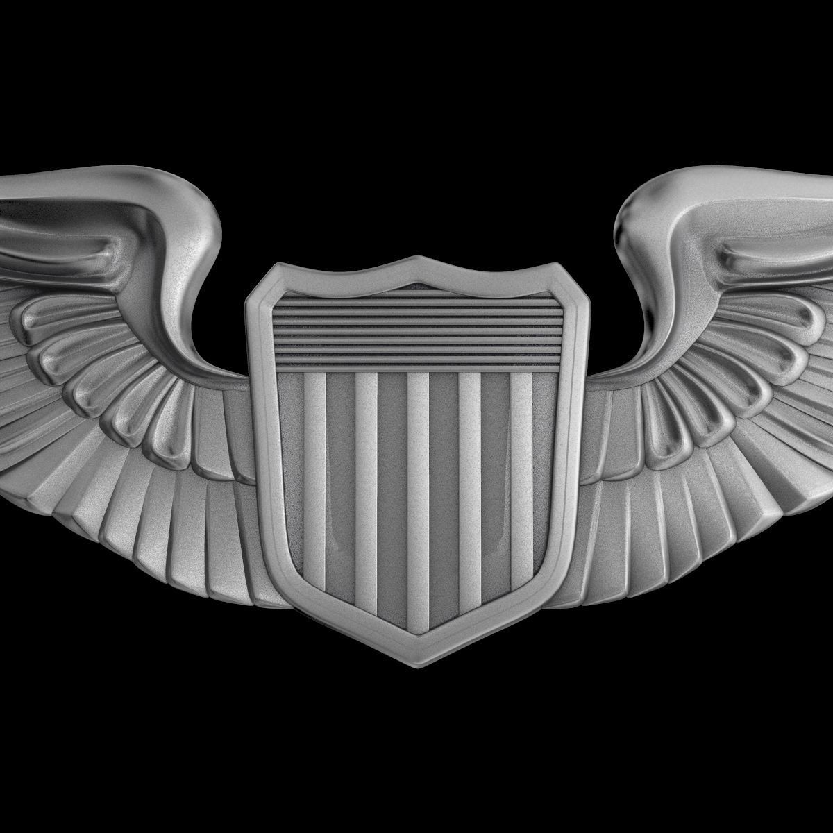 US Army Air Force Pilot Wings Badge 3D model_2