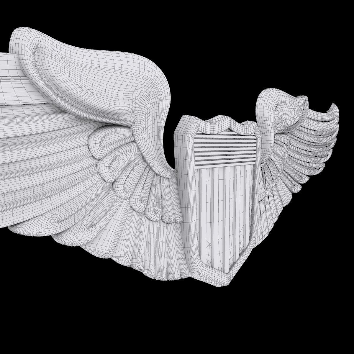 US Army Air Force Pilot Wings Badge 3D model_5
