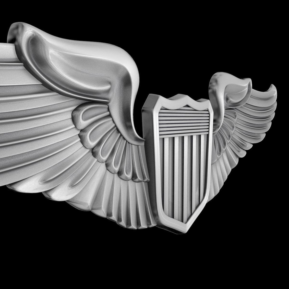 US Army Air Force Pilot Wings Badge 3D model_4