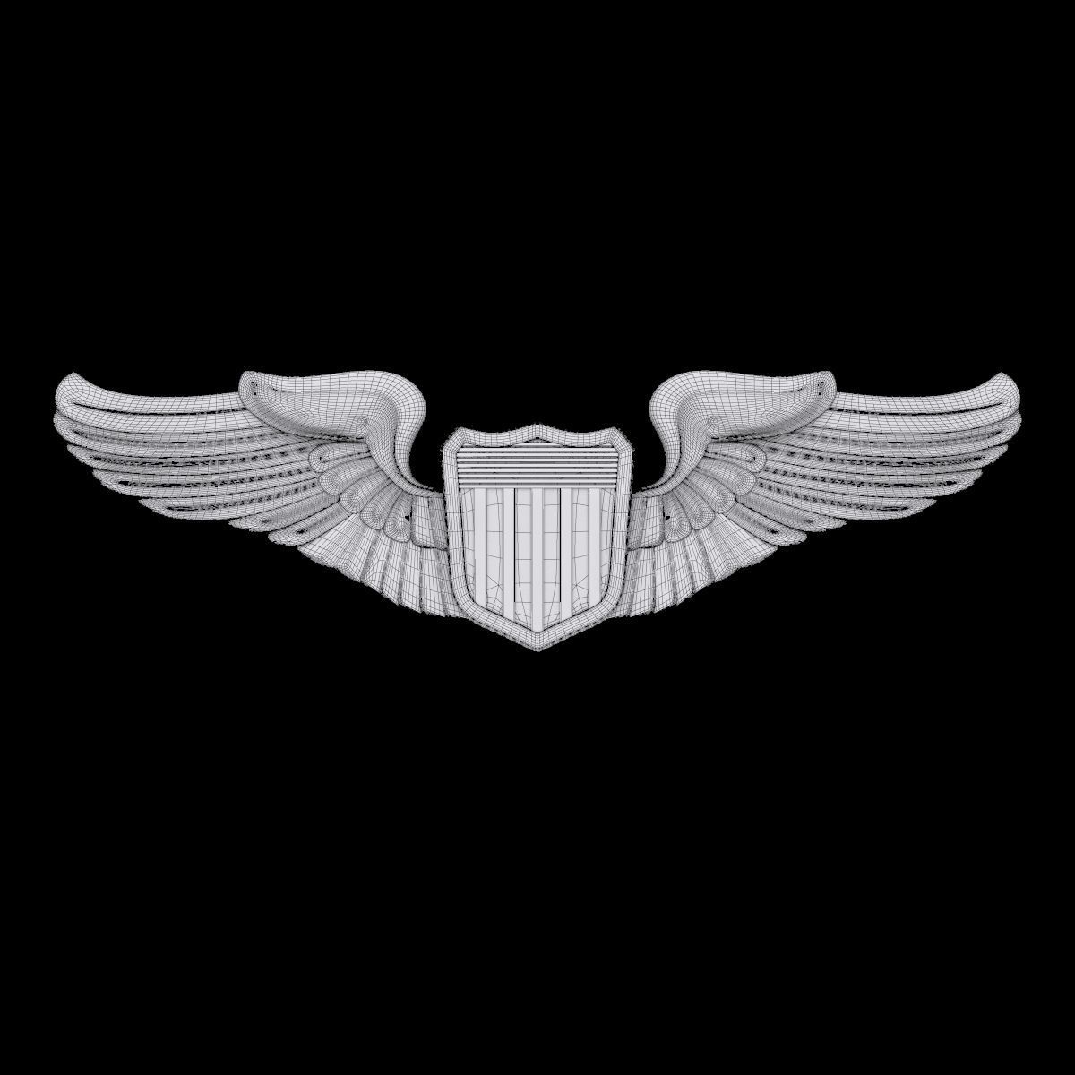 US Army Air Force Pilot Wings Badge 3D model_1