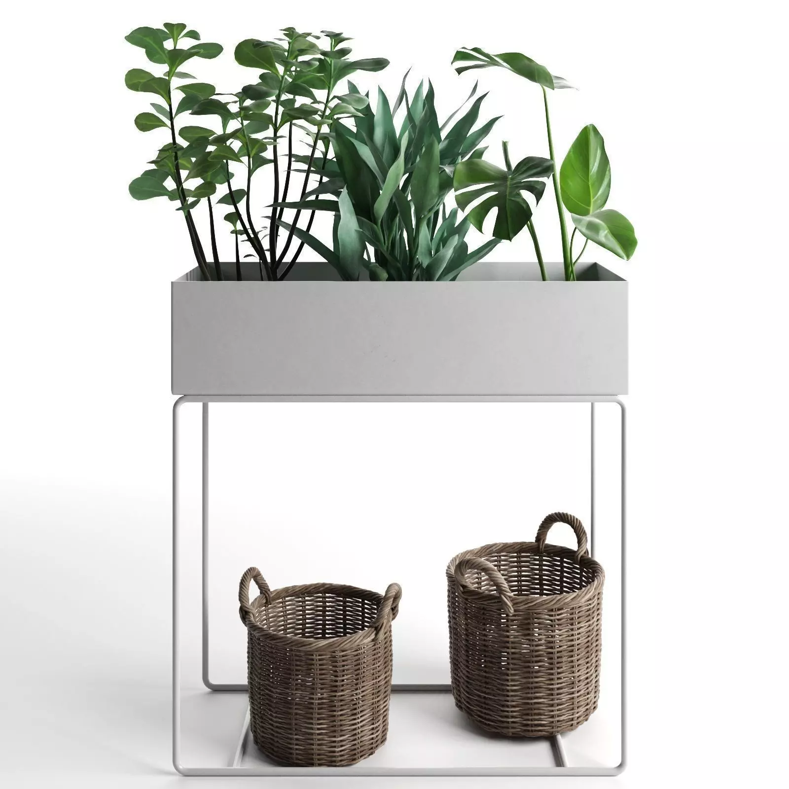Plant Box with Wicker Baskets 3D model_0