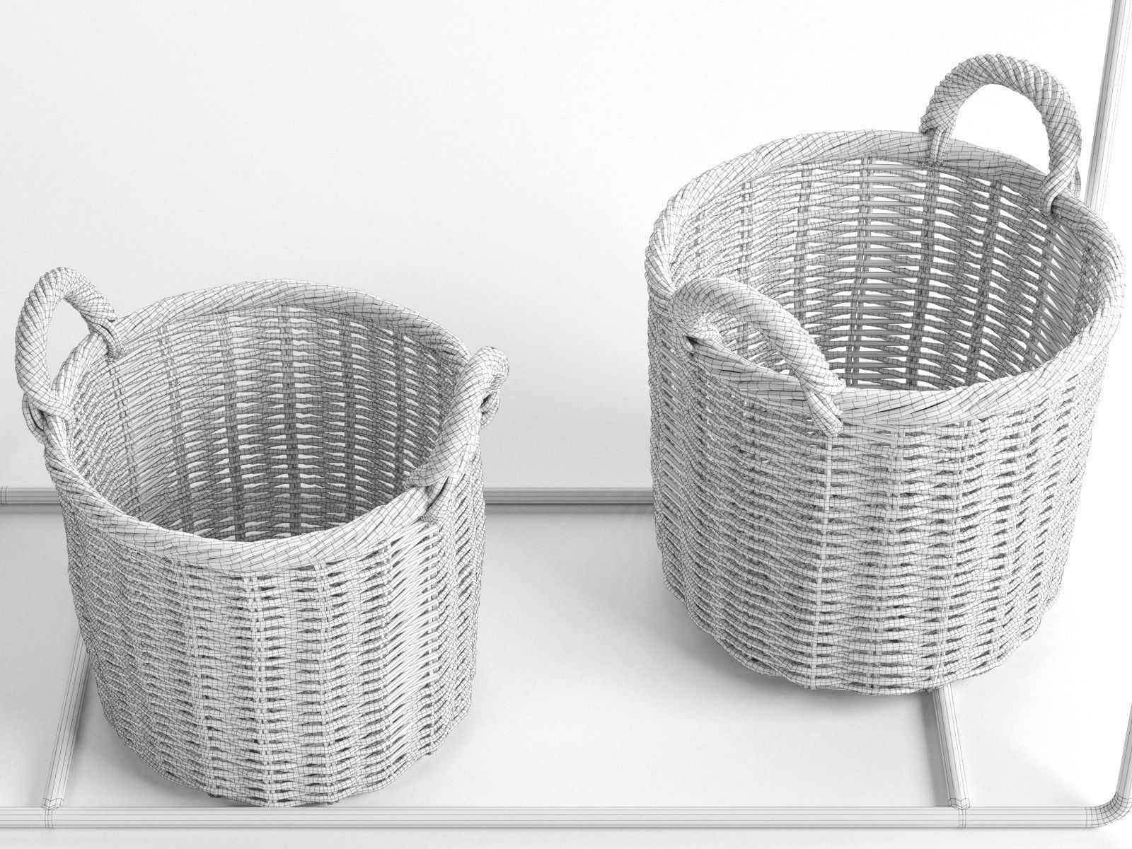 Plant Box with Wicker Baskets 3D model_4
