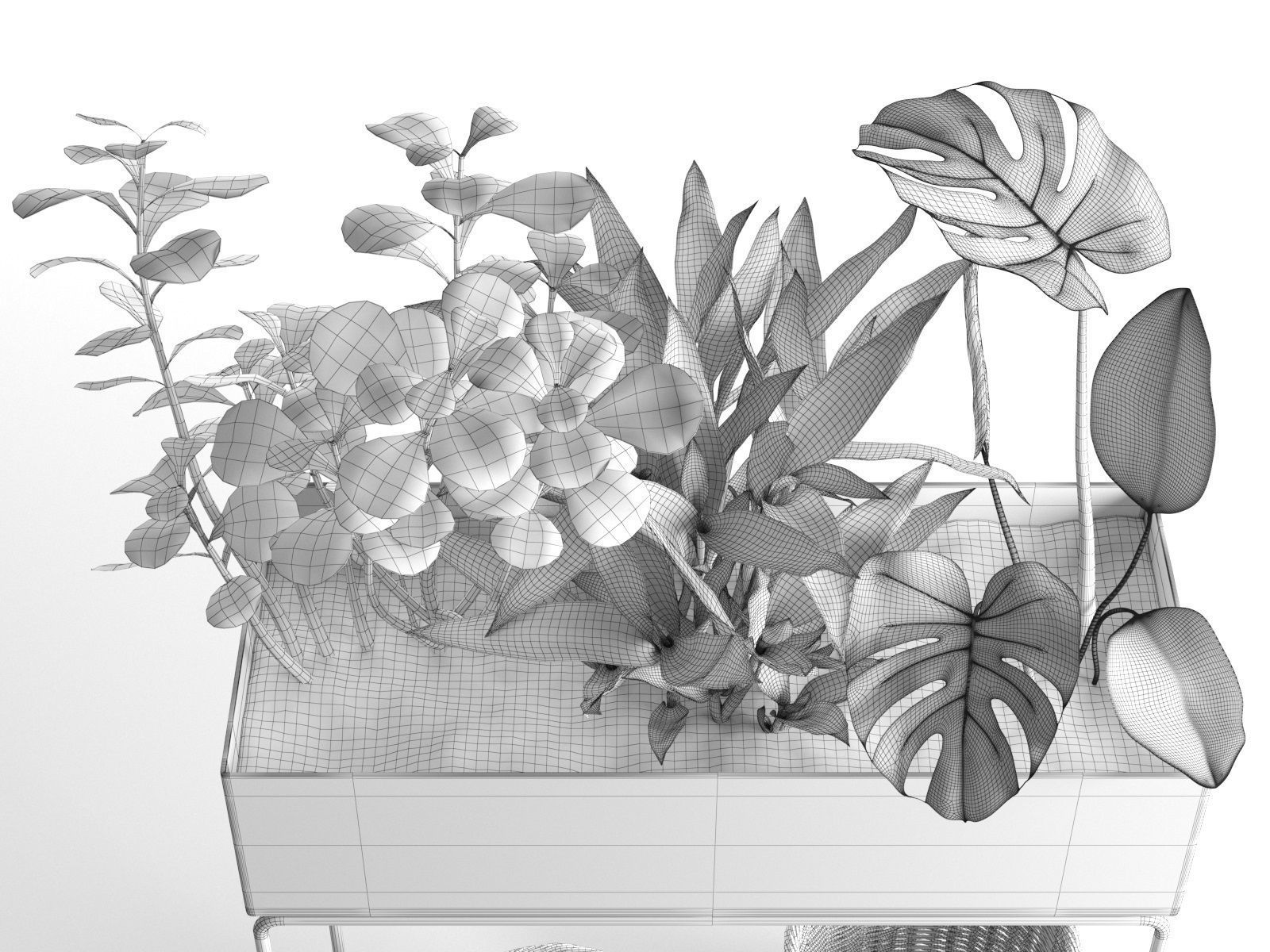 Plant Box with Wicker Baskets 3D model_3