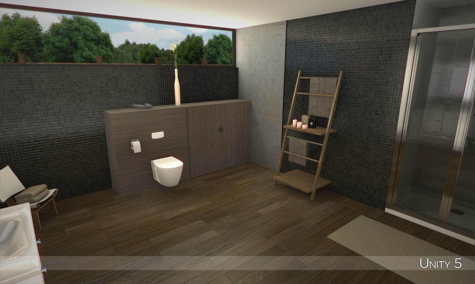 Modern bathroom 1 Low-poly 3D model_2