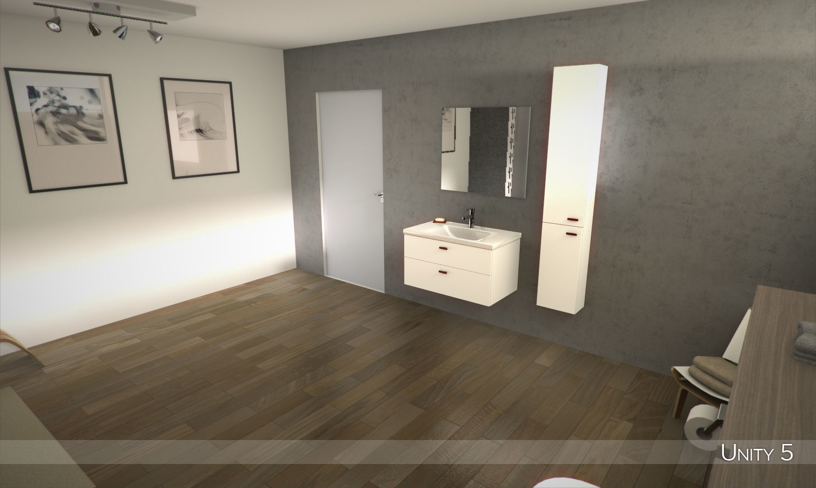 Modern bathroom 1 Low-poly 3D model_3