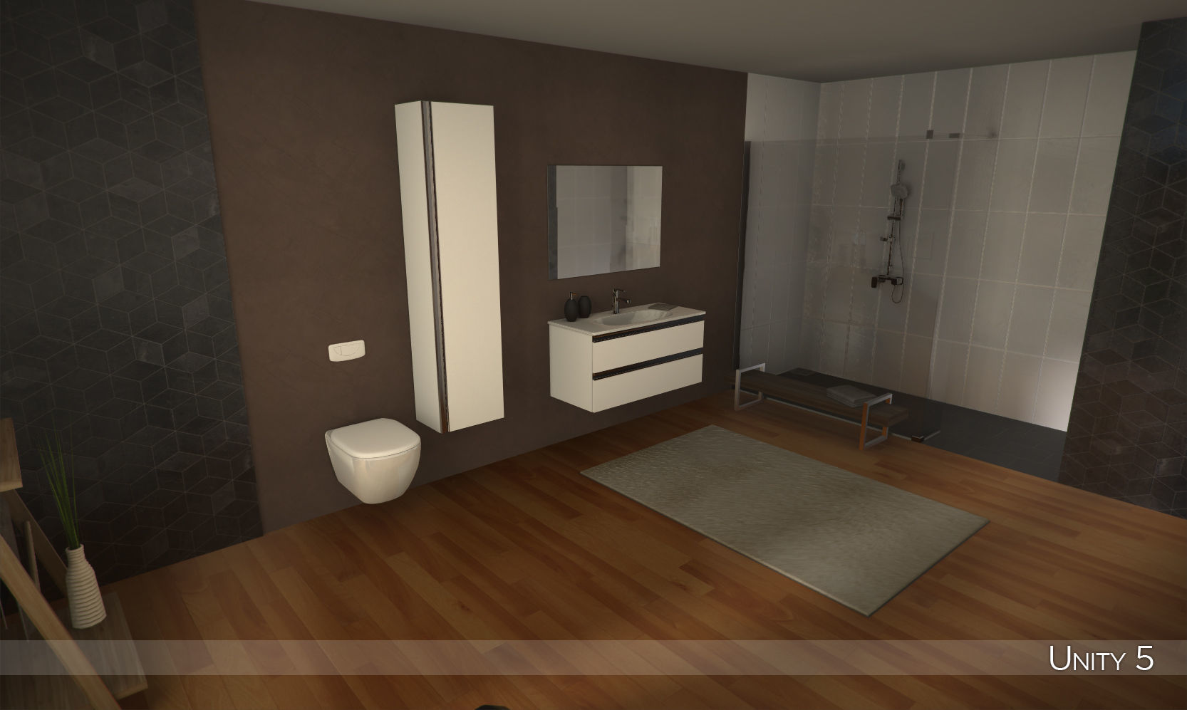 Modern bathroom 2 Low-poly 3D model_3