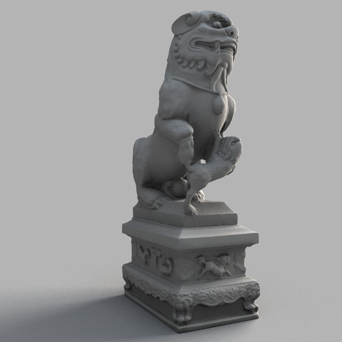 Lion-statue-013F chinese lion statue - chinese lion statue Low-poly 3D model_7
