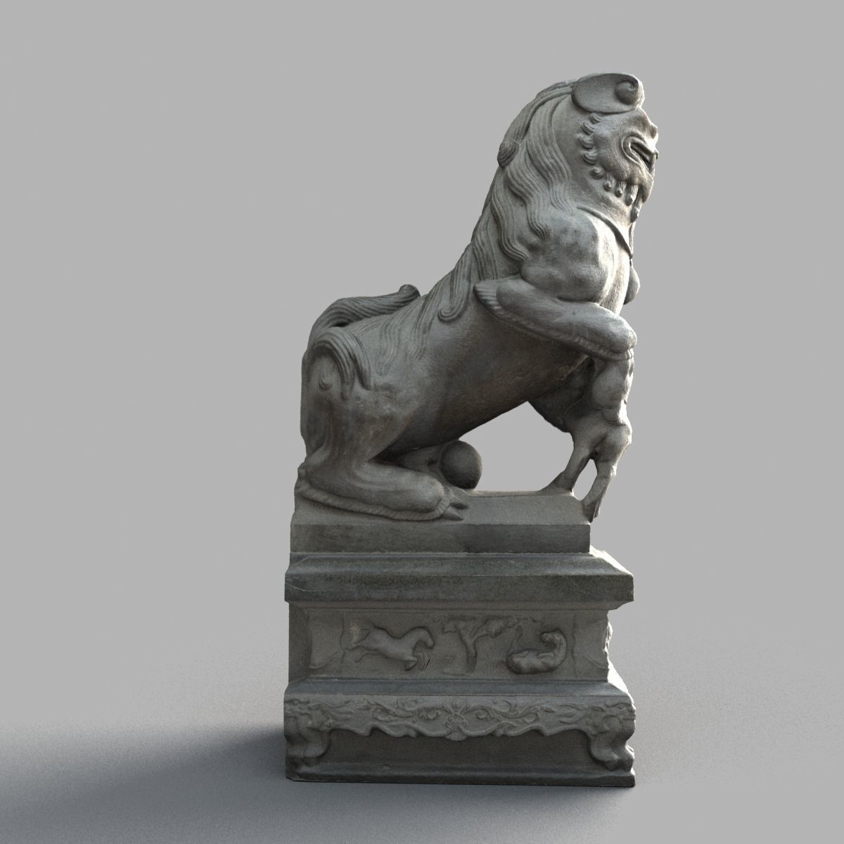 Lion-statue-013F chinese lion statue - chinese lion statue Low-poly 3D model_2