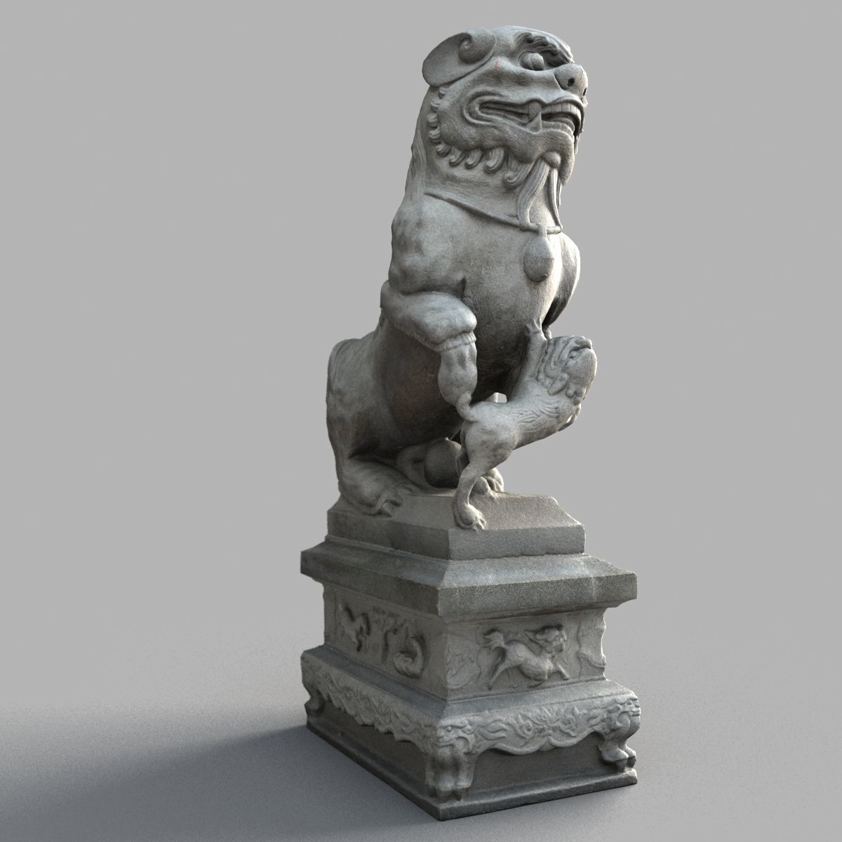Lion-statue-013F chinese lion statue - chinese lion statue Low-poly 3D model_1