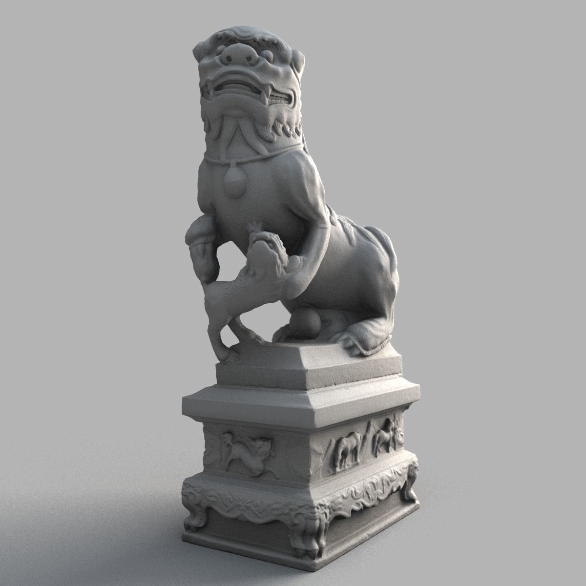 Lion-statue-013F chinese lion statue - chinese lion statue Low-poly 3D model_6